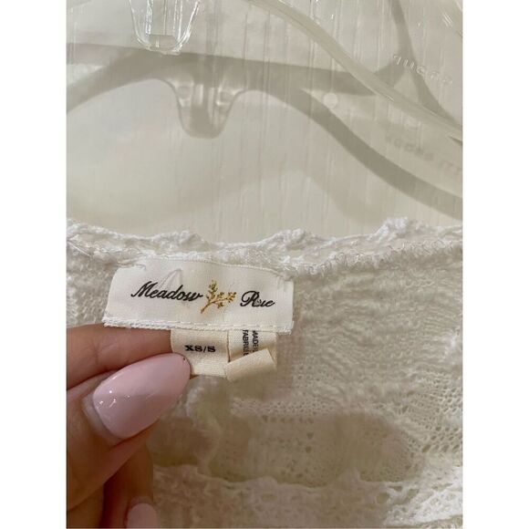 Meadow Rue Anthropologie Lace Crochet Poncho Top Tunic Boho XS/Small Ivory - Picture 5 of 7